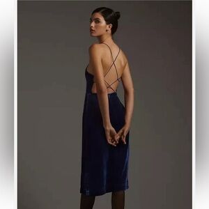 Anthropologie Strapless Midnight Blue Dress